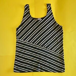 Travelers By Chico Black and White Stipe Tank Top